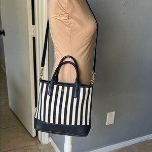 Ralph Lauren Navy and White Striped Shoulder Bag